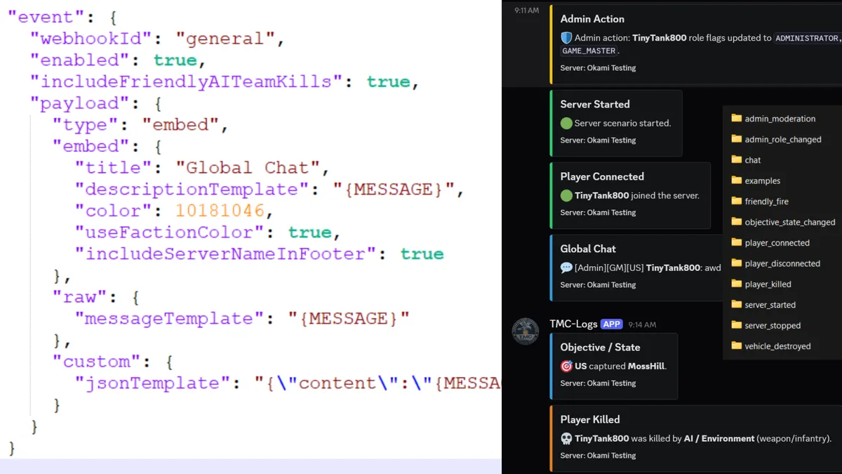 Okami Discord Webhook settings example